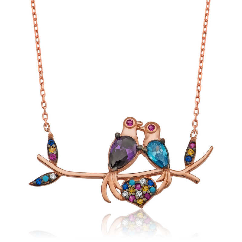 Silver Lovebirds Women's Necklace