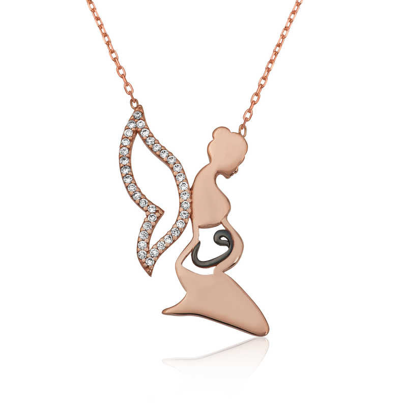 Silver Mother & Child Vav Women's Necklace