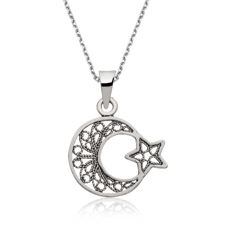 Silver Moon & Star Women's Necklace