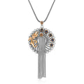 Silver Filigree Women's Necklace with Blue Stone