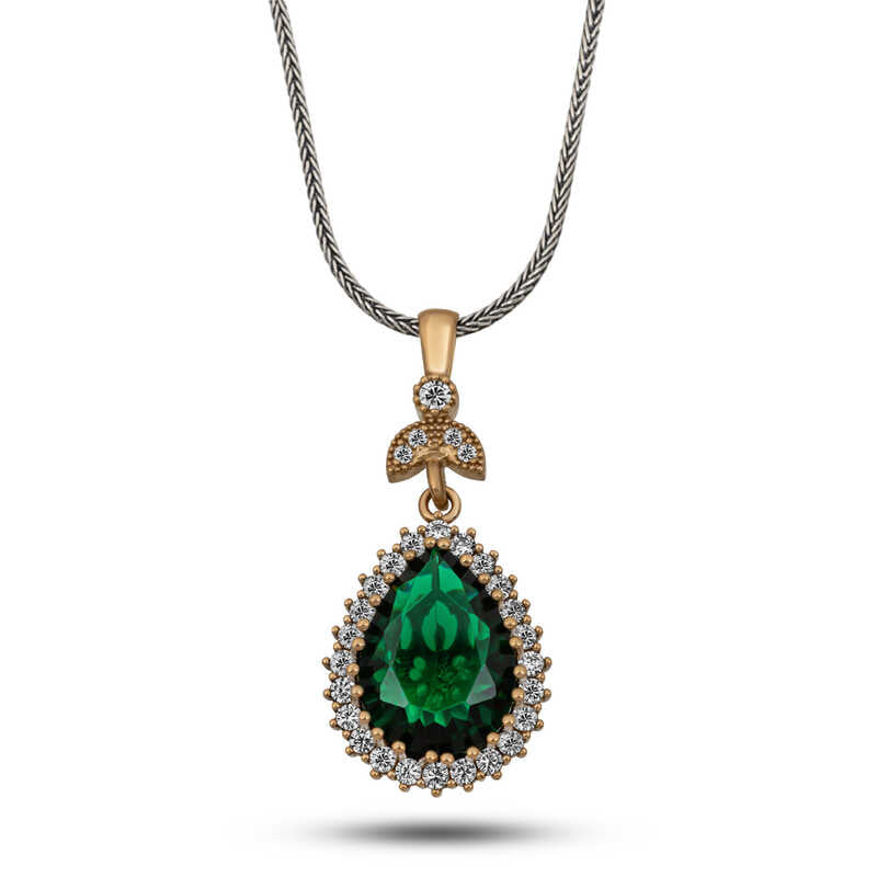Silver Emerald Stone Hurrem Women's Necklace