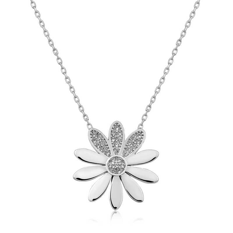 Silver Daisy Flower Women's Necklace