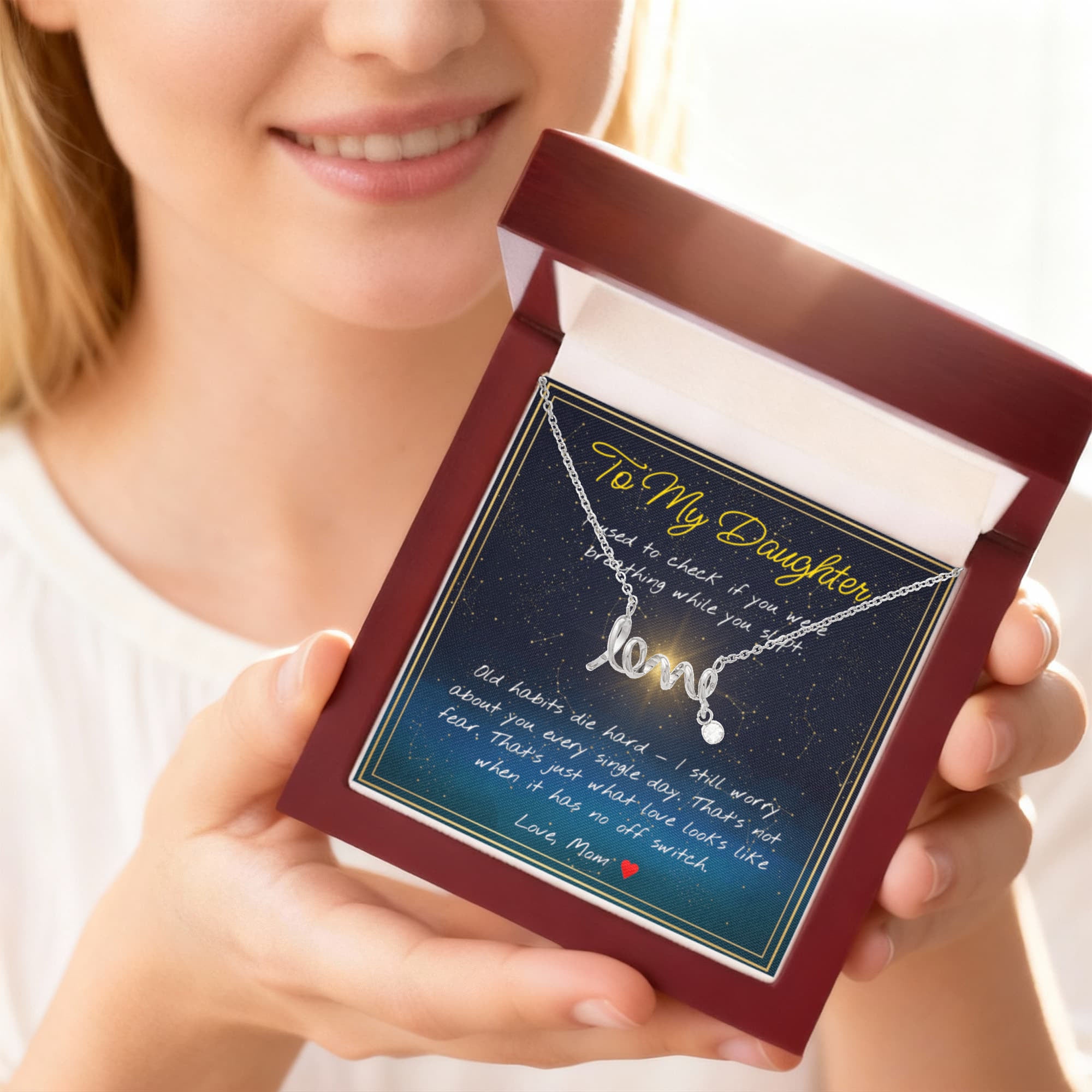 To My Daughter Necklace with Night Sky Message Card | Mom to Daughter Gift | Birthday Gift for Daughter from Mom