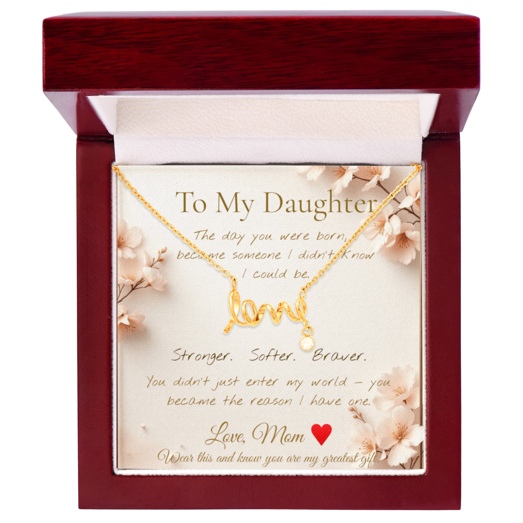 To My Daughter Necklace — Floral Message Card | Mom to Daughter Gift | Daughter Birthday Gift Jewelry
