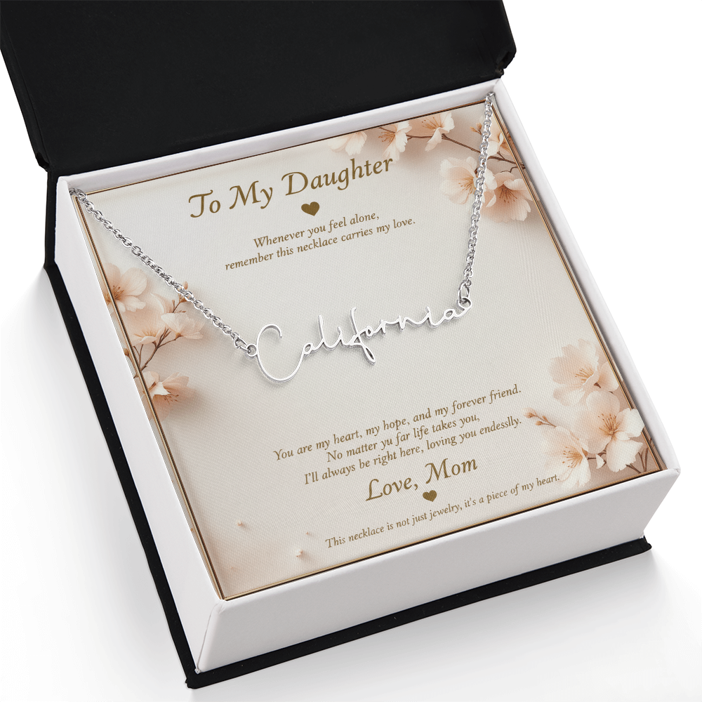 Personalized Name Necklace with Message Card | To My Daughter Gift from Mom | Custom Signature Style Necklace | Birthday Graduation Gift for Her