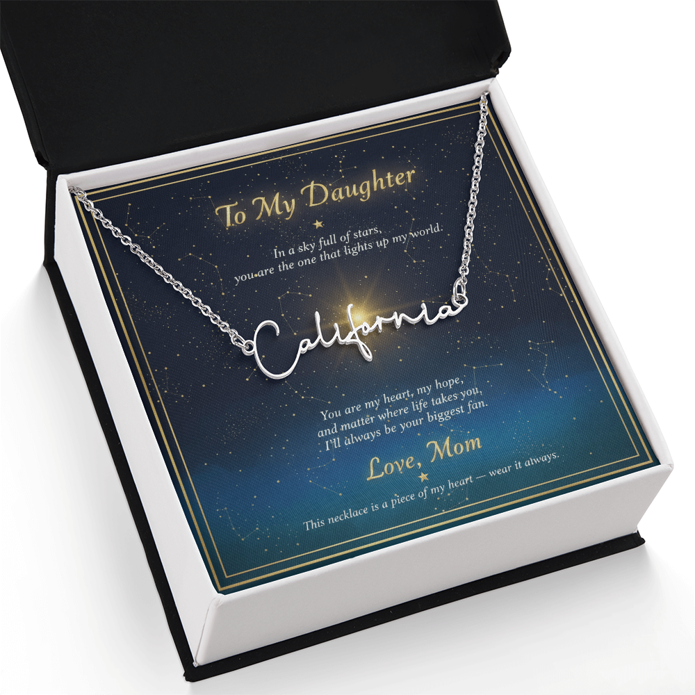 Personalized Name Necklace with Night Sky Message Card | To My Daughter Gift from Mom | Custom Signature Style Necklace | Star Gift for Her