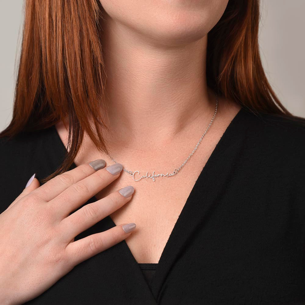 Personalized Name Necklace with Message Card | To My Daughter Gift from Mom | Custom Signature Style Necklace | Birthday Graduation Gift for Her