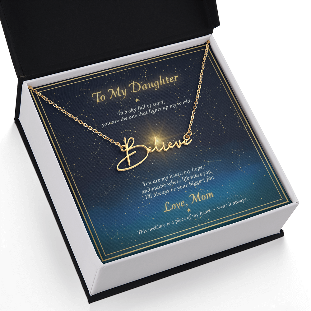 Personalized Name Necklace with Night Sky Message Card | To My Daughter Gift from Mom | Custom Signature Style Necklace | Star Gift for Her