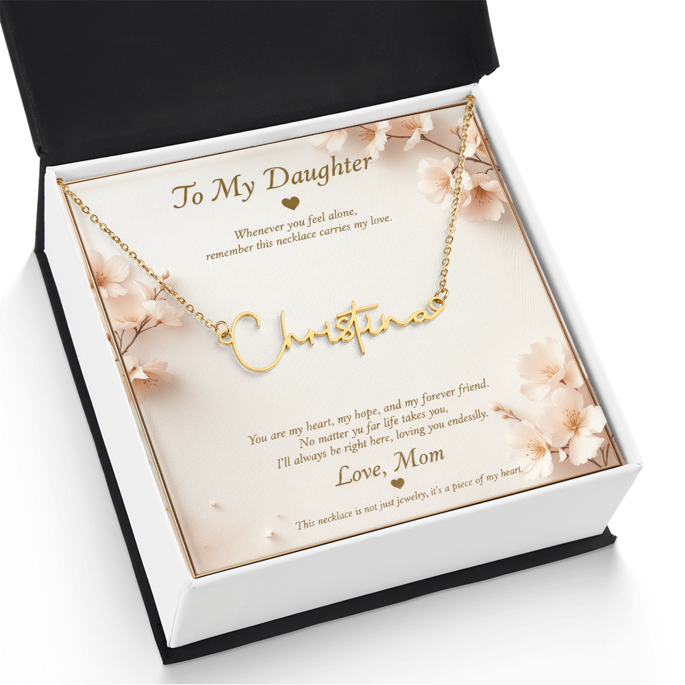 Personalized Name Necklace with Message Card | To My Daughter Gift from Mom | Custom Signature Style Necklace | Birthday Graduation Gift for Her