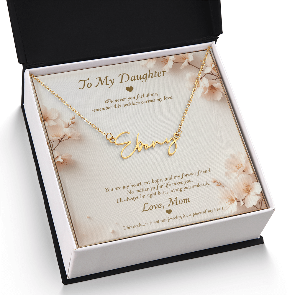 Personalized Name Necklace with Message Card | To My Daughter Gift from Mom | Custom Signature Style Necklace | Birthday Graduation Gift for Her