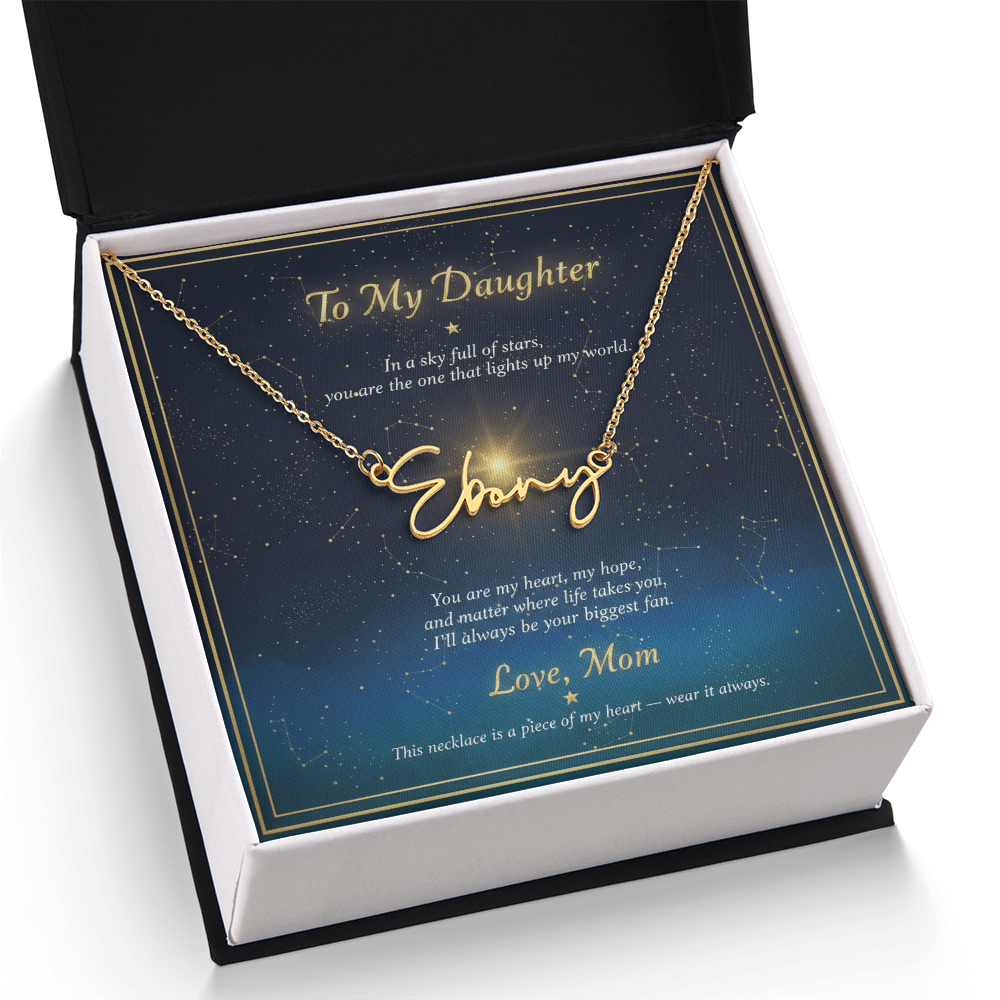 Personalized Name Necklace with Night Sky Message Card | To My Daughter Gift from Mom | Custom Signature Style Necklace | Star Gift for Her