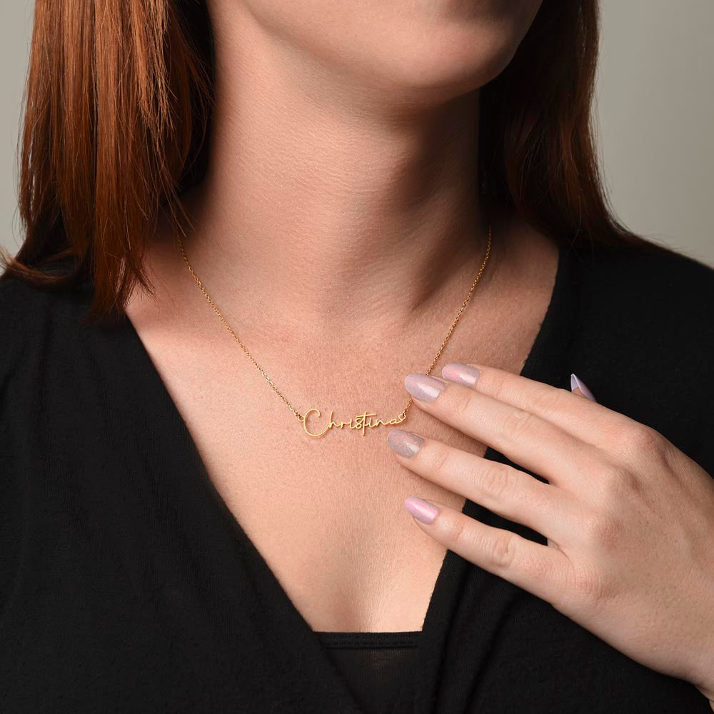 Personalized Name Necklace with Message Card | To My Daughter Gift from Mom | Custom Signature Style Necklace | Birthday Graduation Gift for Her