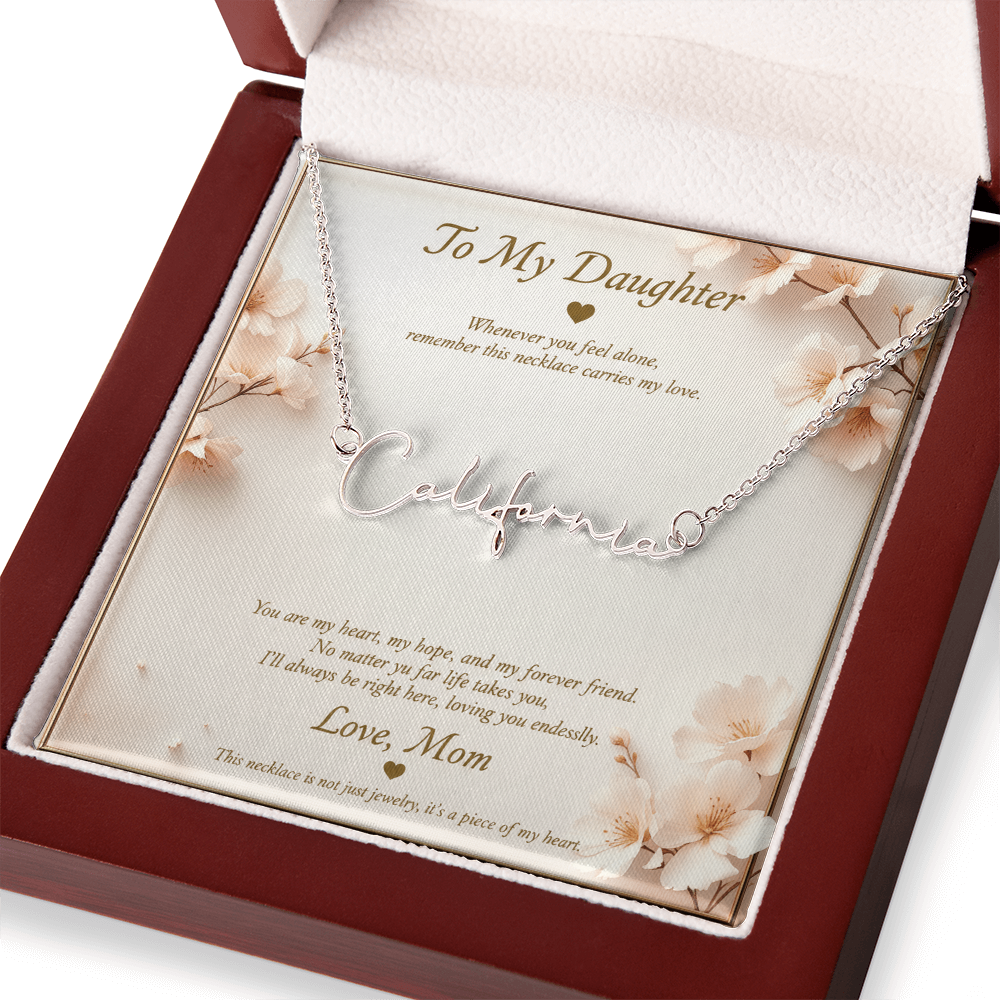 Personalized Name Necklace with Message Card | To My Daughter Gift from Mom | Custom Signature Style Necklace | Birthday Graduation Gift for Her