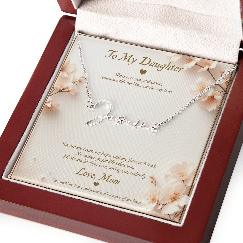 Personalized Name Necklace with Message Card | To My Daughter Gift from Mom | Custom Signature Style Necklace | Birthday Graduation Gift for Her