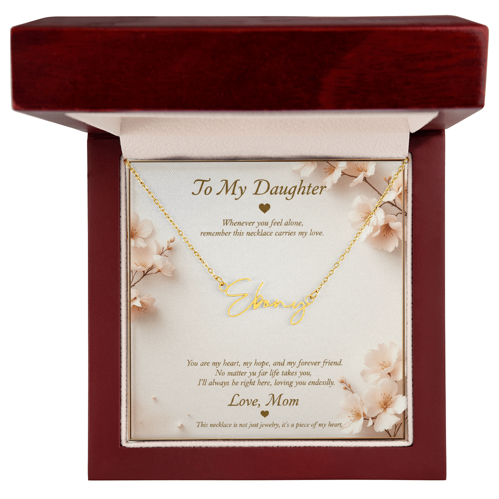 Personalized Name Necklace with Message Card | To My Daughter Gift from Mom | Custom Signature Style Necklace | Birthday Graduation Gift for Her