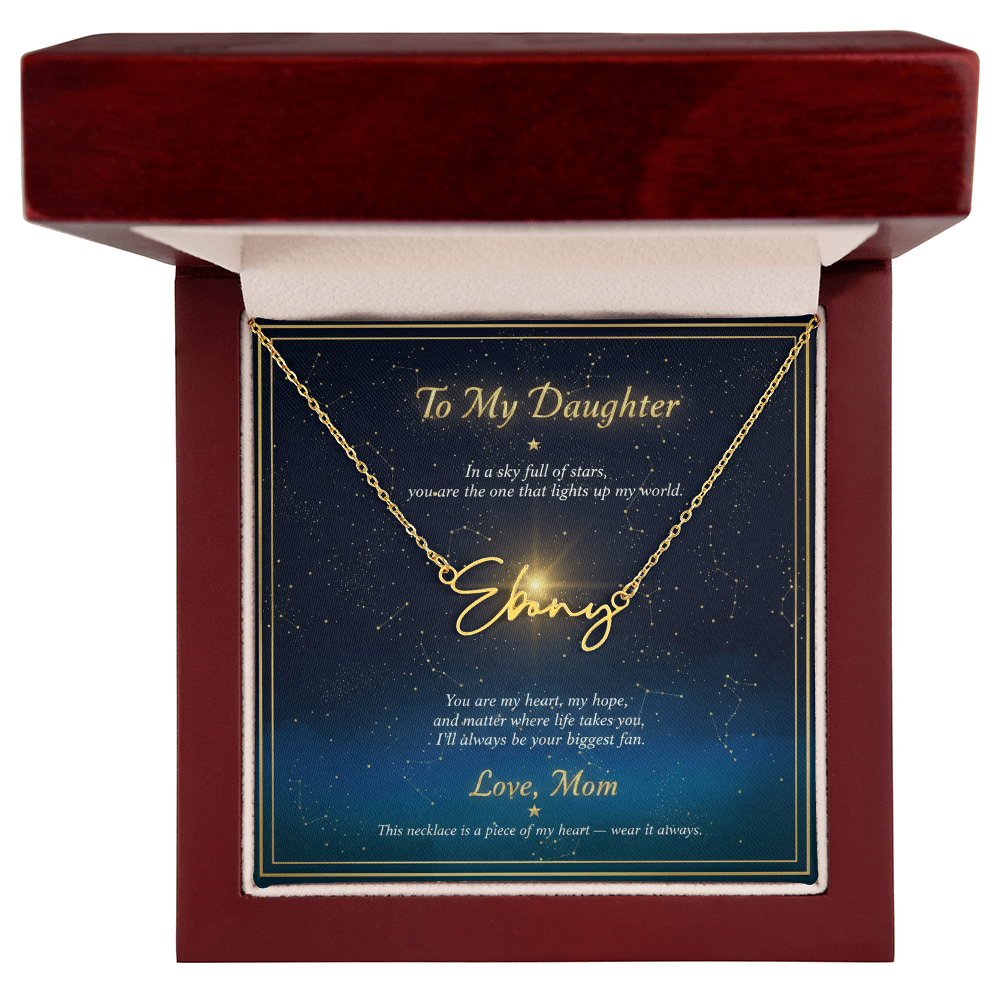 Personalized Name Necklace with Night Sky Message Card | To My Daughter Gift from Mom | Custom Signature Style Necklace | Star Gift for Her