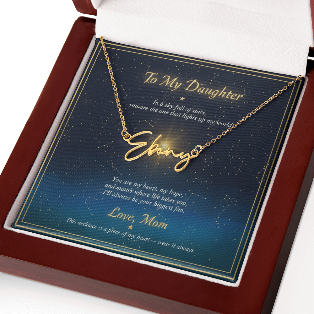 Personalized Name Necklace with Night Sky Message Card | To My Daughter Gift from Mom | Custom Signature Style Necklace | Star Gift for Her