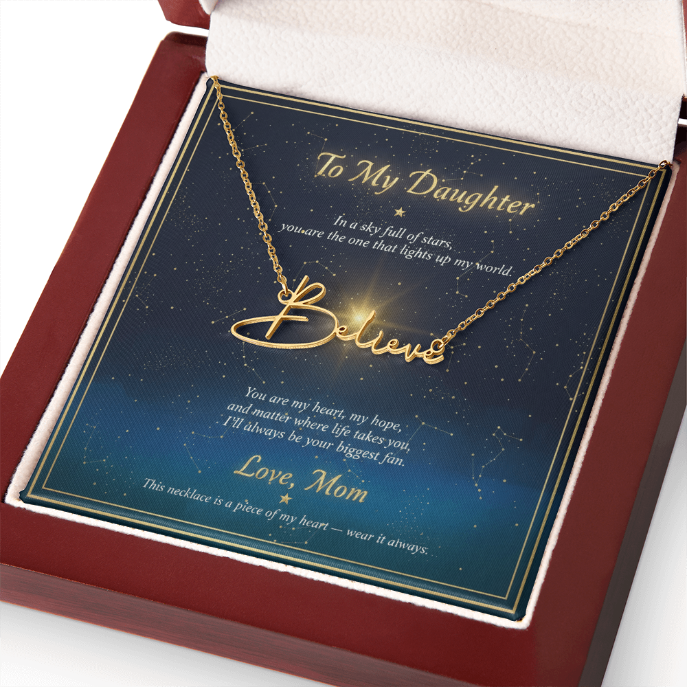 Personalized Name Necklace with Night Sky Message Card | To My Daughter Gift from Mom | Custom Signature Style Necklace | Star Gift for Her