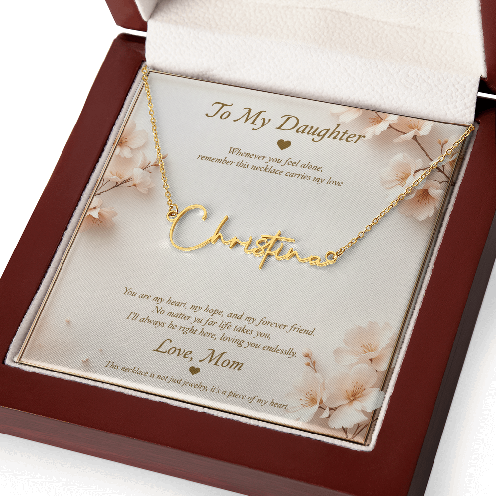Personalized Name Necklace with Message Card | To My Daughter Gift from Mom | Custom Signature Style Necklace | Birthday Graduation Gift for Her