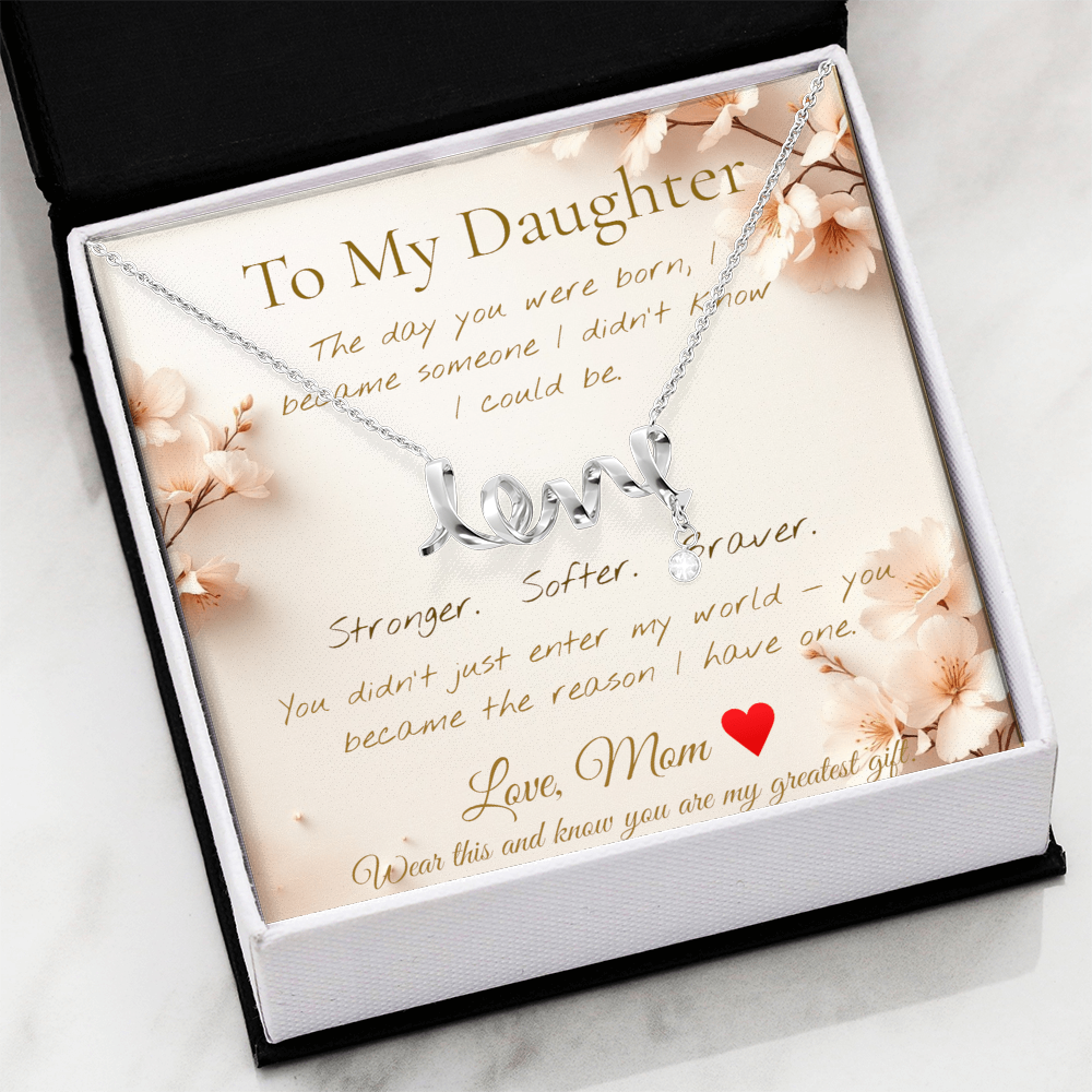 To My Daughter Necklace — Floral Message Card | Mom to Daughter Gift | Daughter Birthday Gift Jewelry