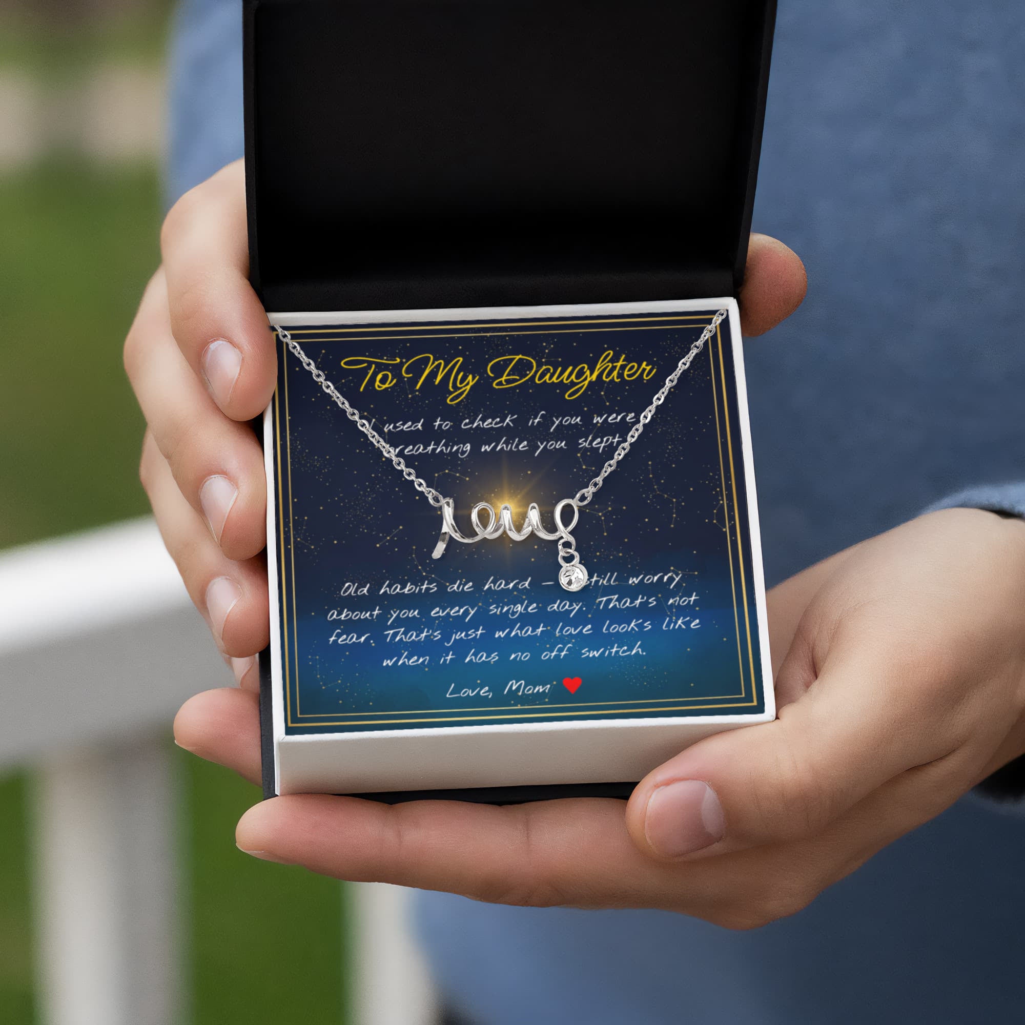 To My Daughter Necklace with Night Sky Message Card | Mom to Daughter Gift | Birthday Gift for Daughter from Mom