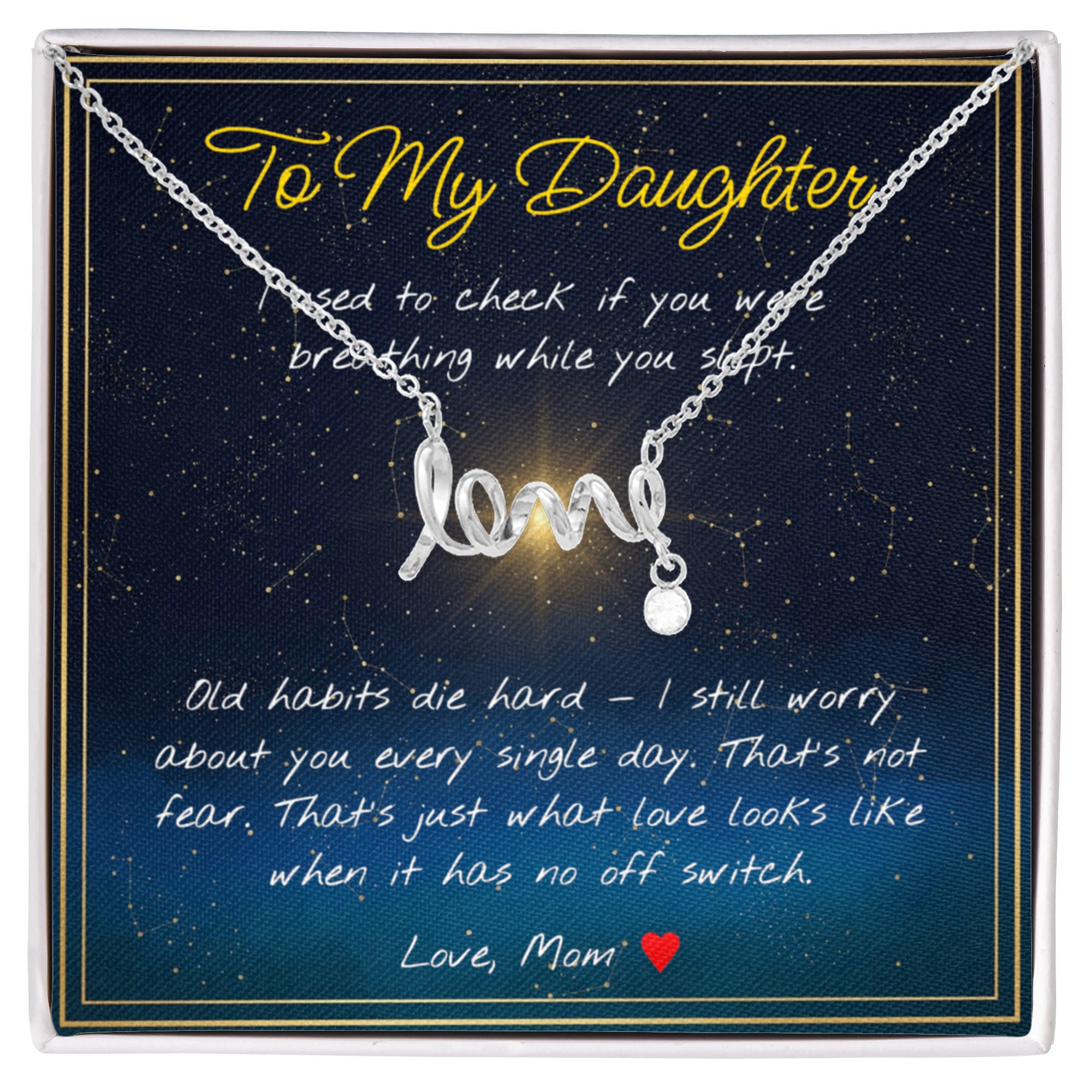 To My Daughter Necklace with Night Sky Message Card | Mom to Daughter Gift | Birthday Gift for Daughter from Mom