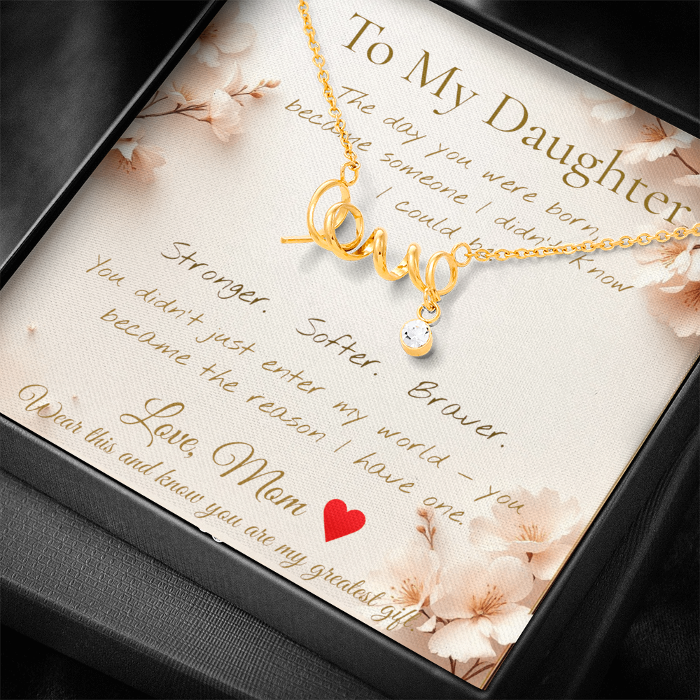 To My Daughter Necklace — Floral Message Card | Mom to Daughter Gift | Daughter Birthday Gift Jewelry