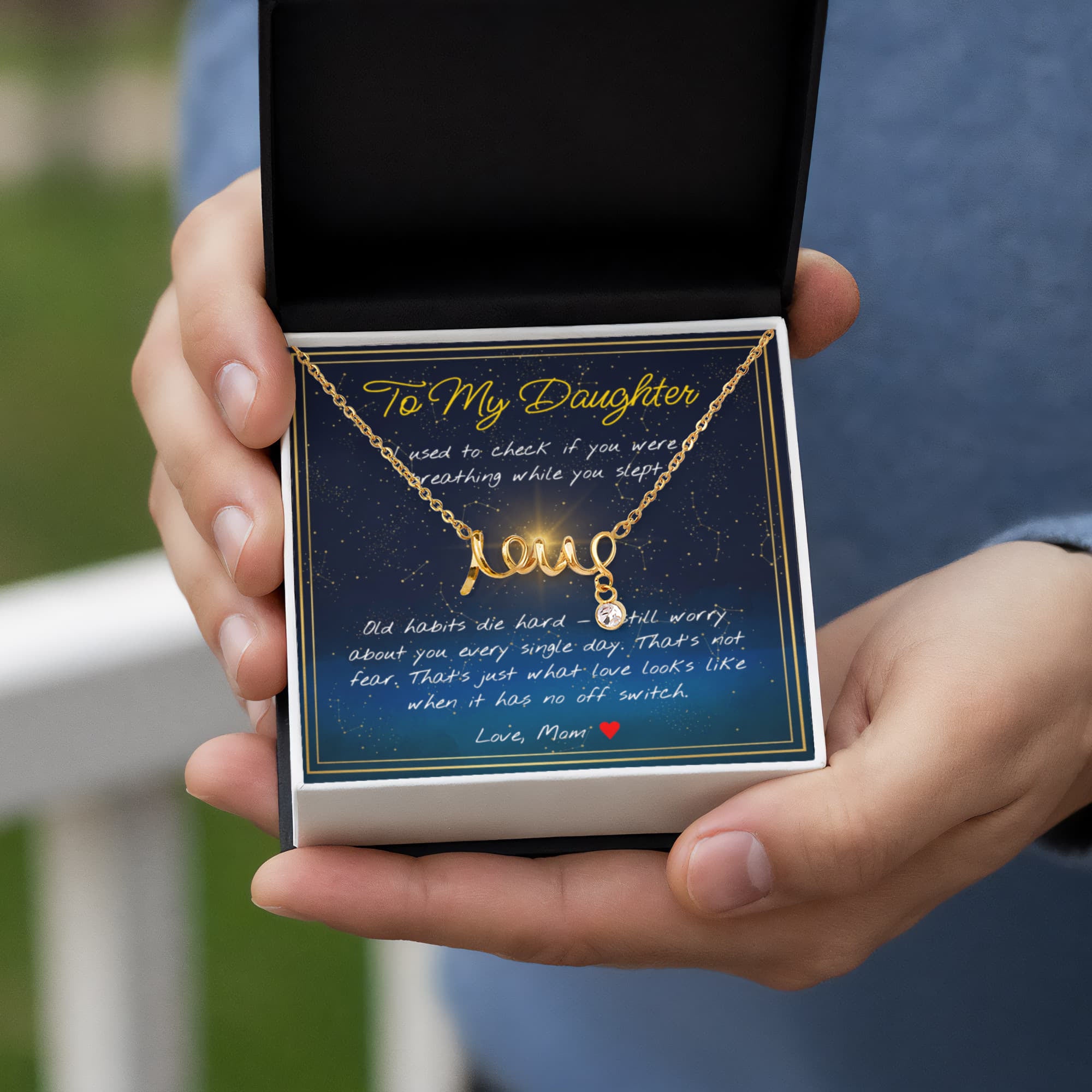 To My Daughter Necklace with Night Sky Message Card | Mom to Daughter Gift | Birthday Gift for Daughter from Mom