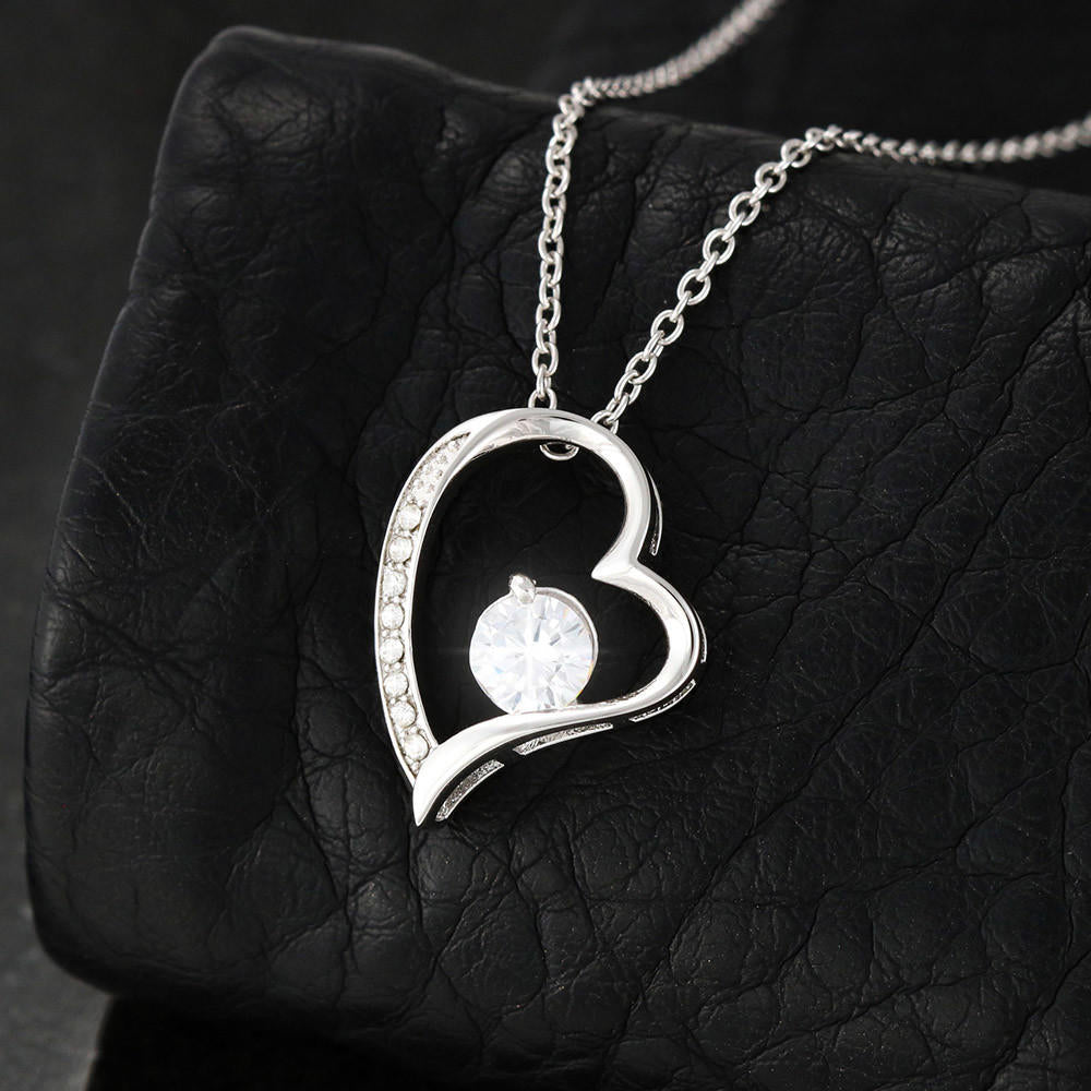 Forever Love Necklace – Heart Pendant Gift for Mom | White Gold or Yellow Gold Finish