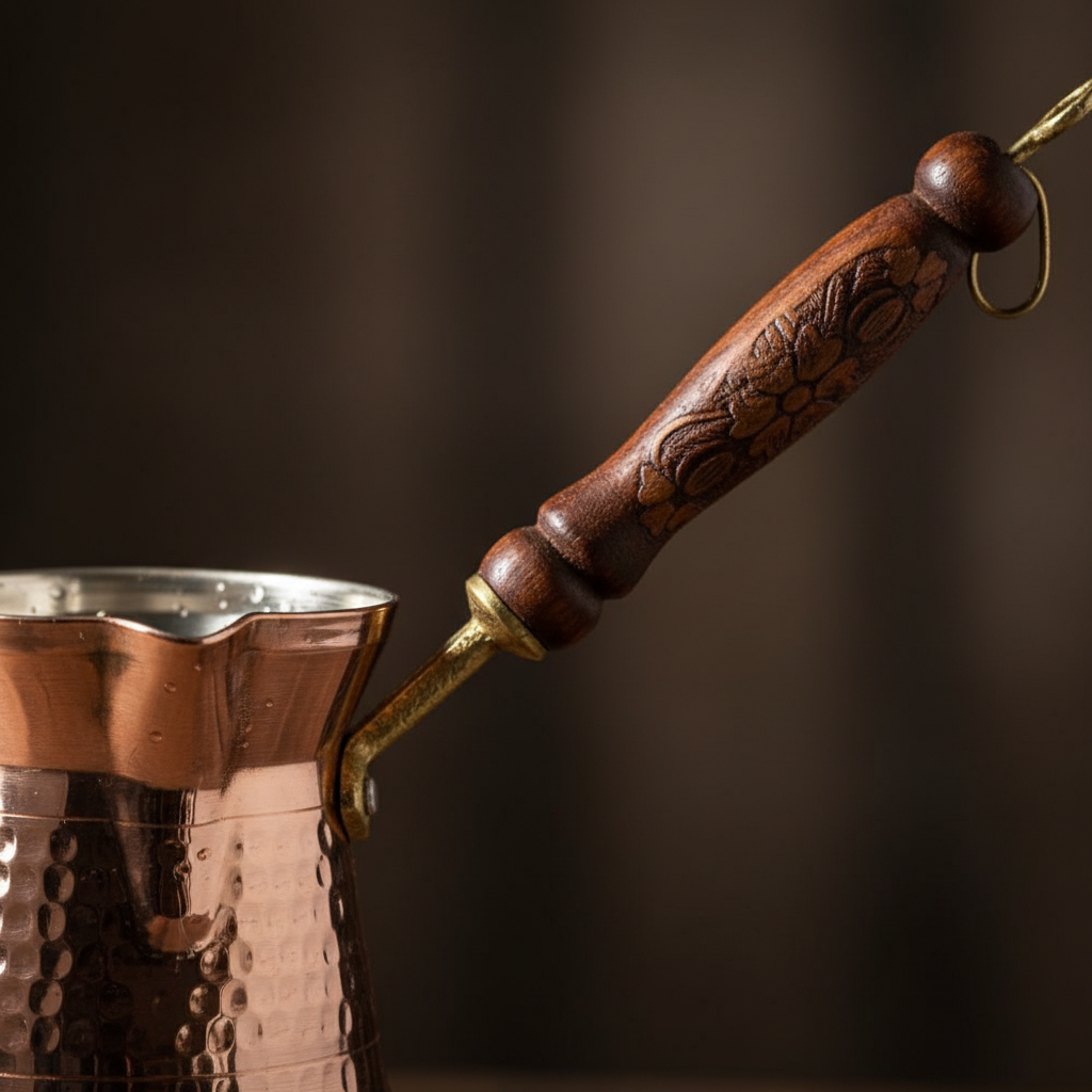 Sultan 200ml copper cezve macro texture