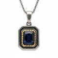 Silver Navy Blue Stone Rectangle Women's Necklace - Macro