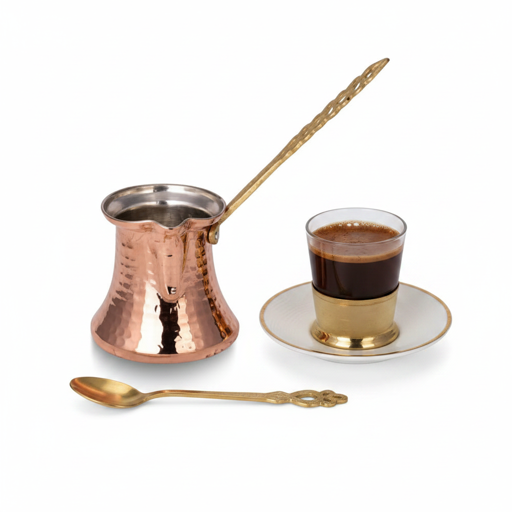 Kervan 250ml copper cezve white background
