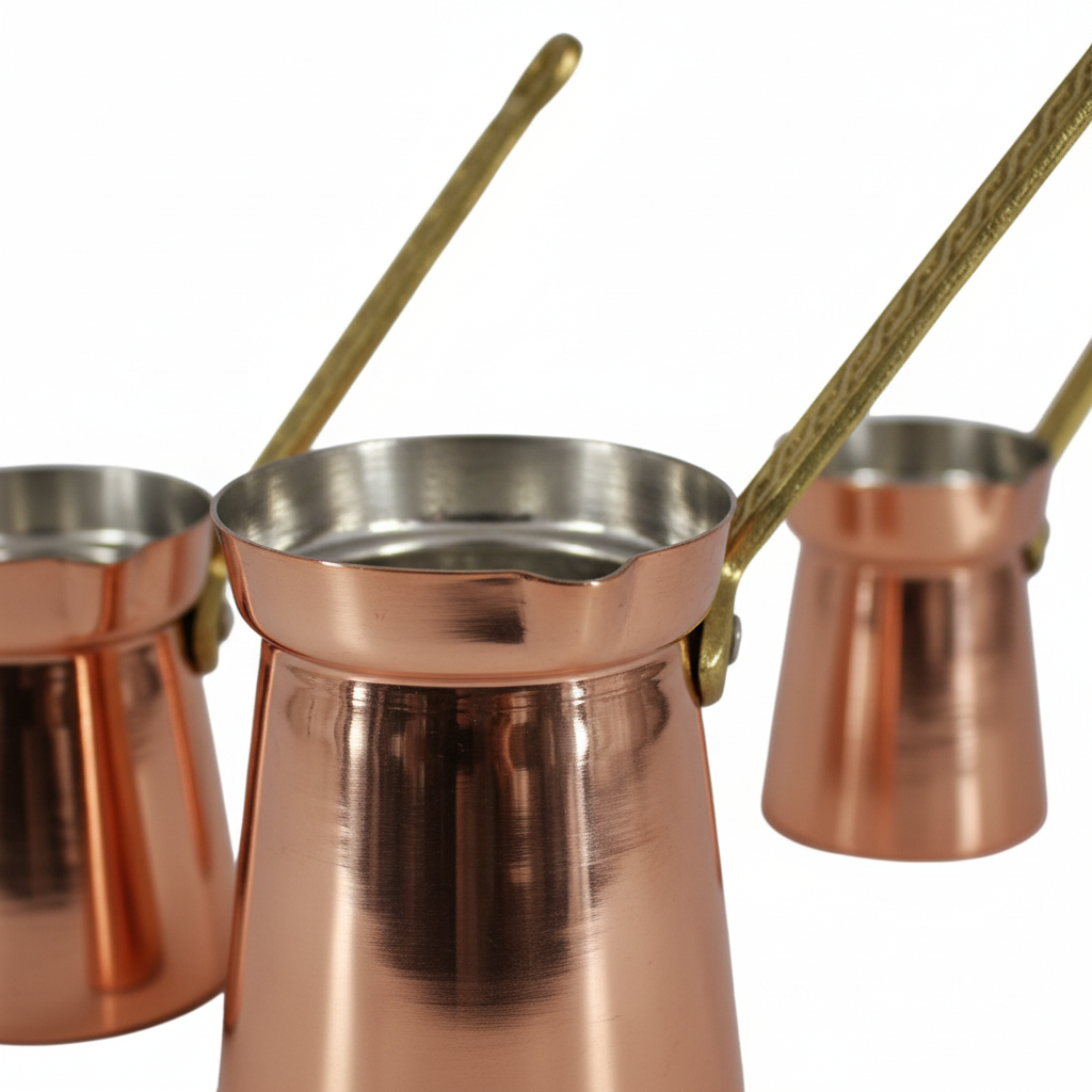 Polished copper Moda cezve macro shine detail