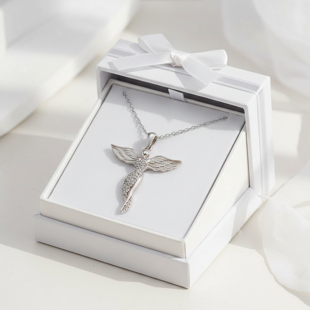 Silver Winged Angel Necklace - Gift