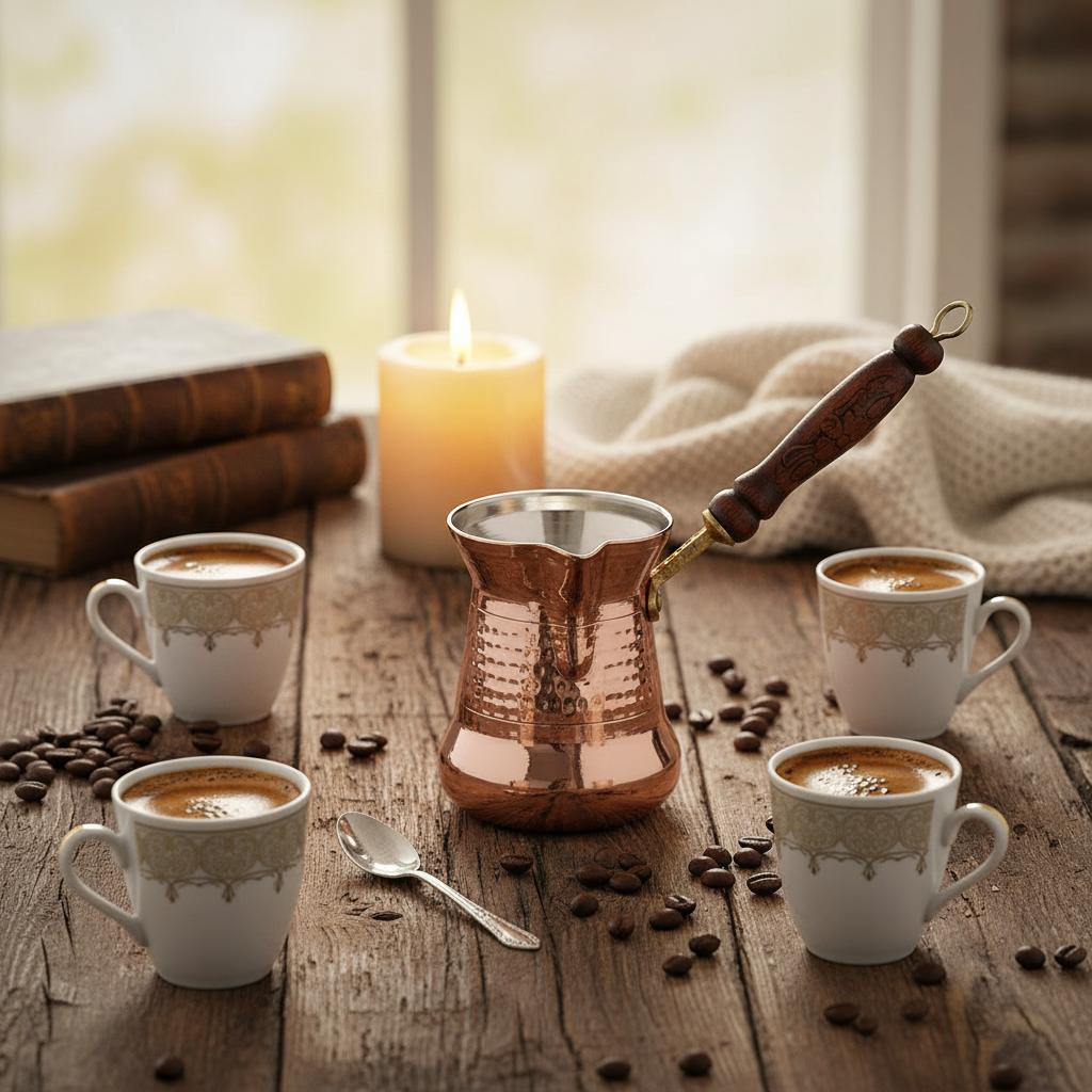 Sultan Thin 550ml copper cezve lifestyle