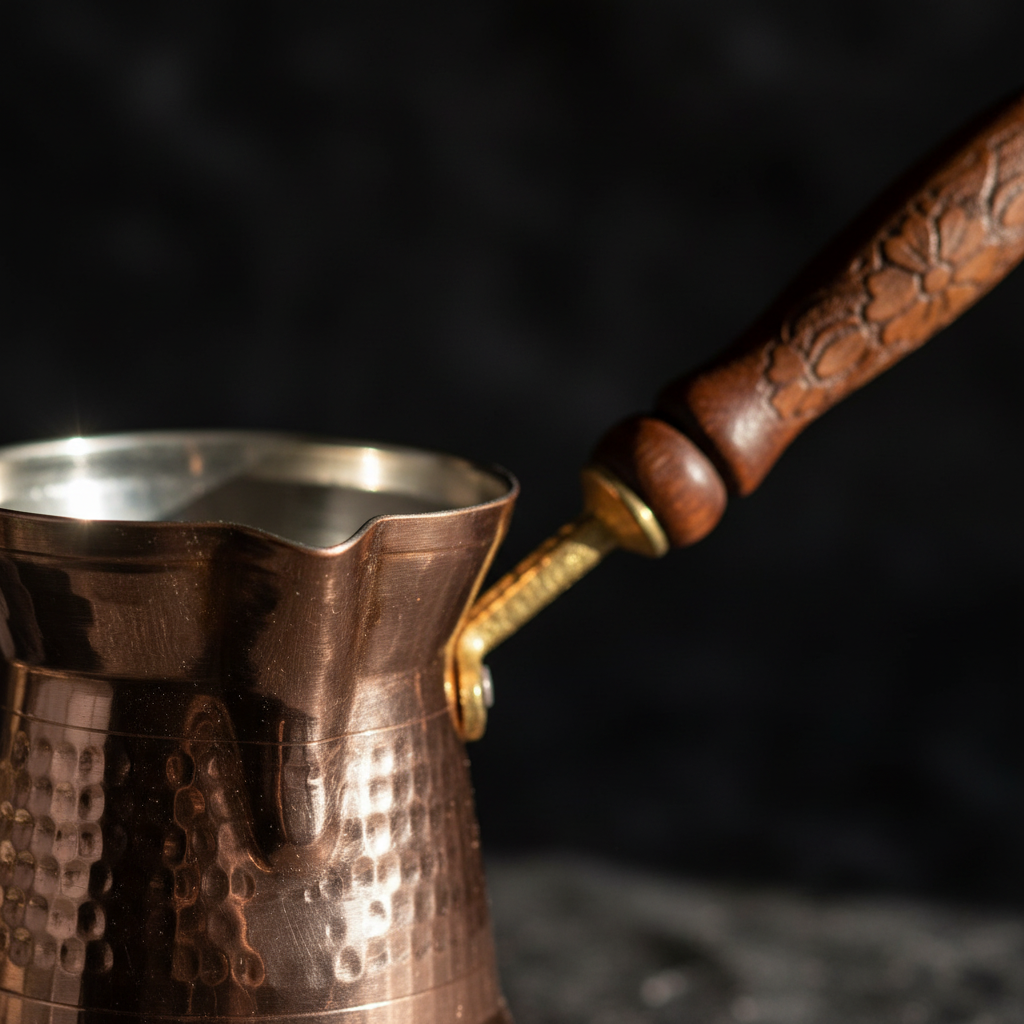 Sultan Thin 450ml copper cezve macro texture