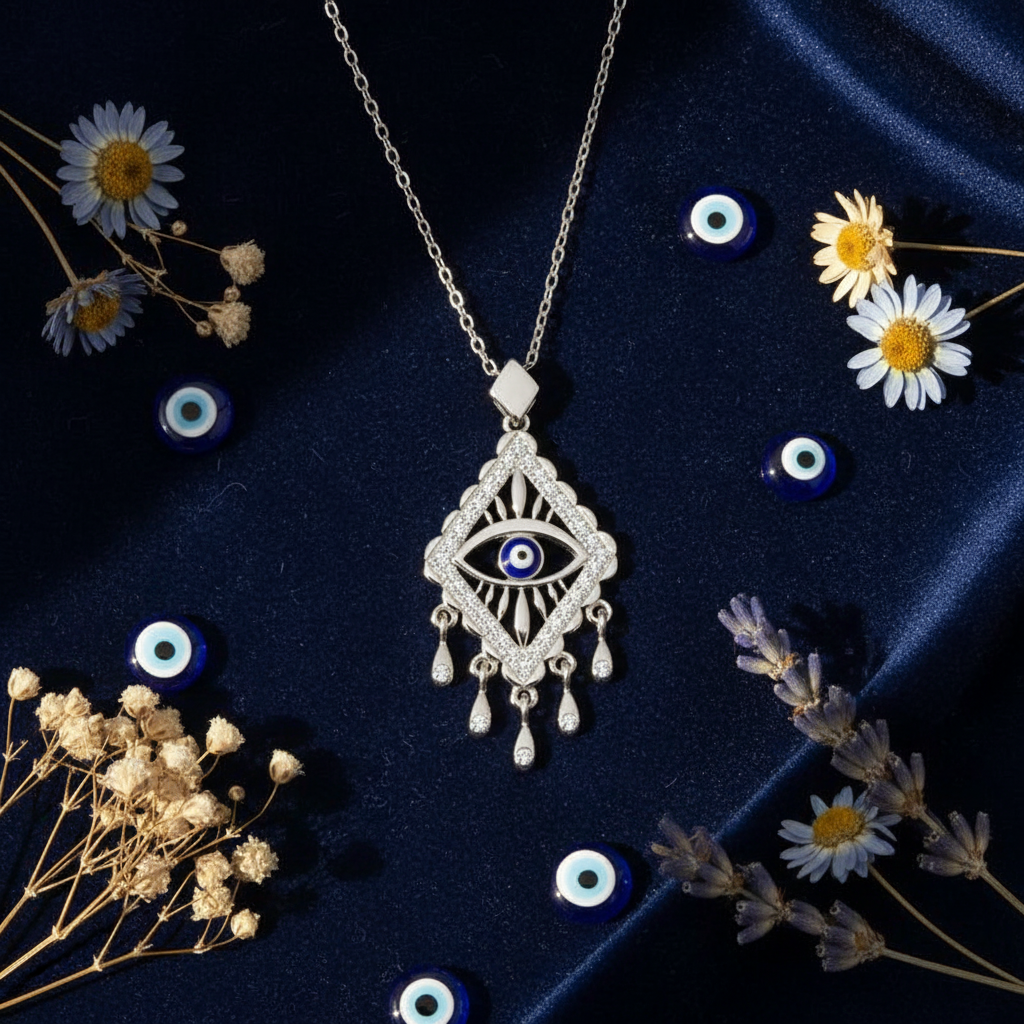 Silver Evil Eye Women's Necklace - Lifestyle