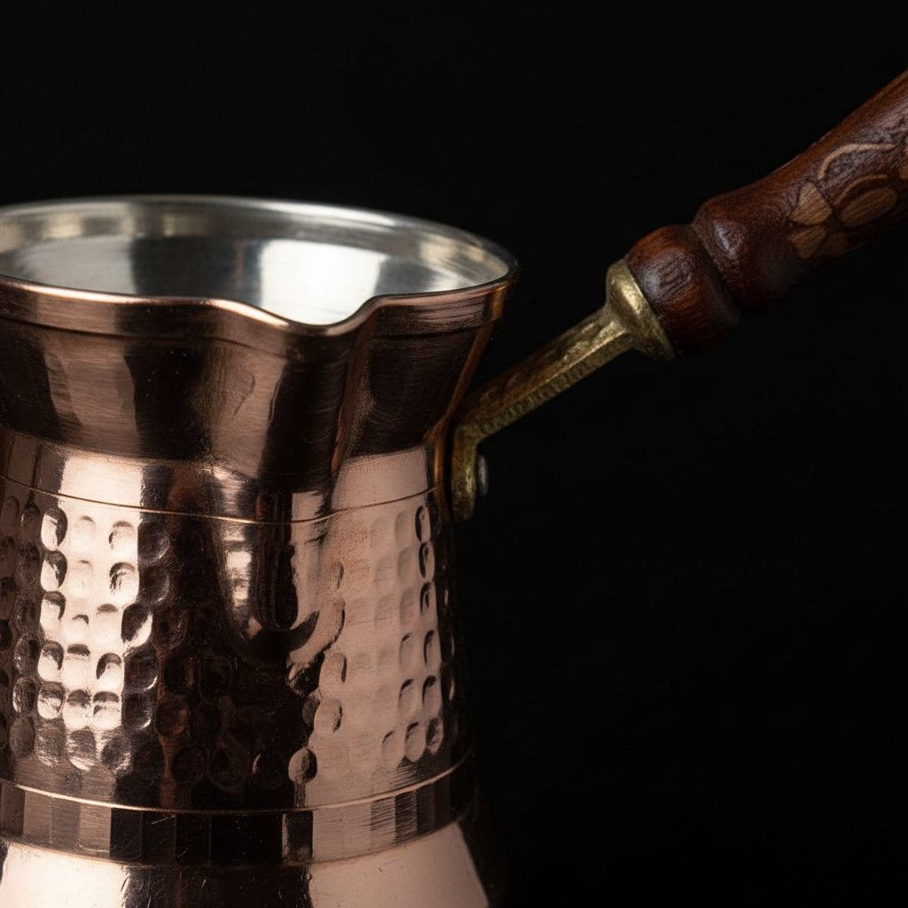 Sultan Thin 200ml copper cezve macro texture
