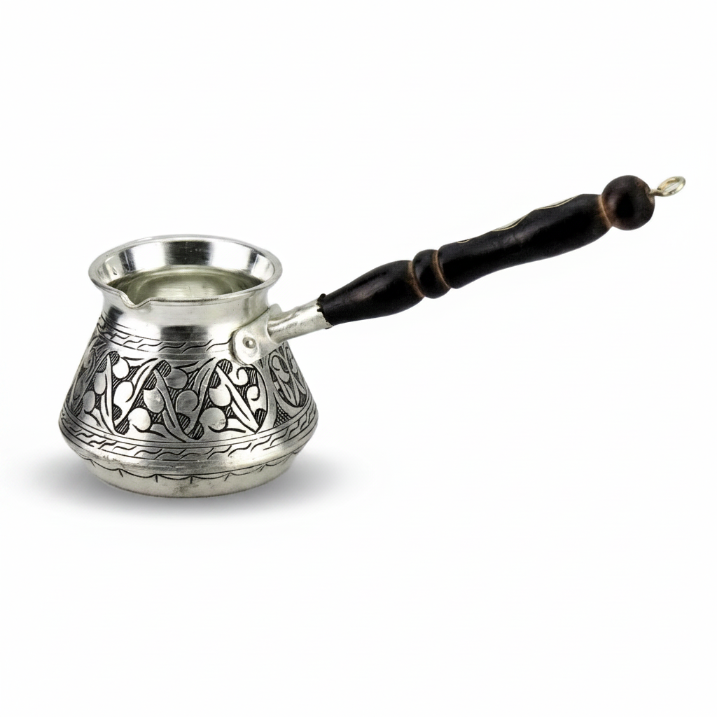 Antep eskitme topak cezve 6-cup white background