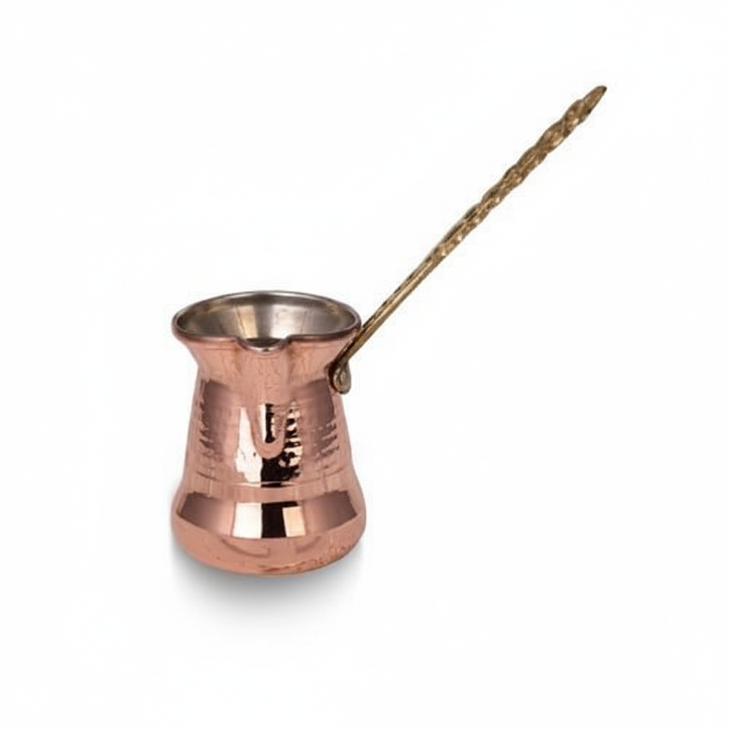 Sultan 200ml brass handle copper cezve white background