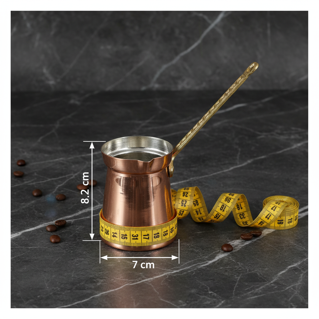 Moda 220ml smooth copper cezve dimensions 7cm x 8.2cm