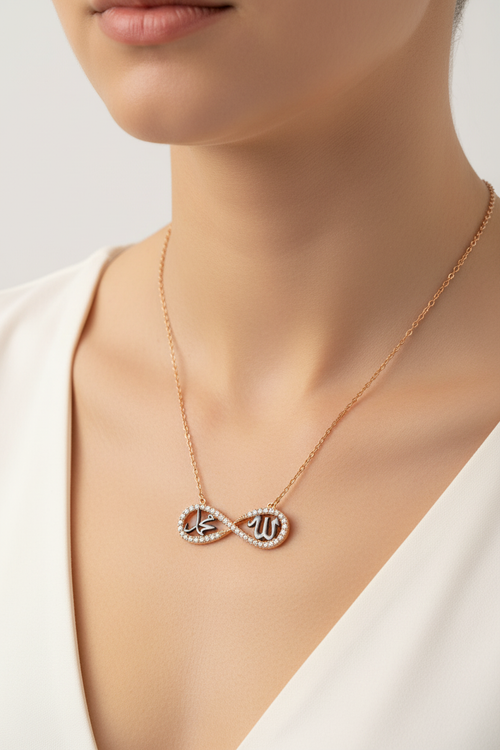 Allah Muhammad Infinity Necklace - Model