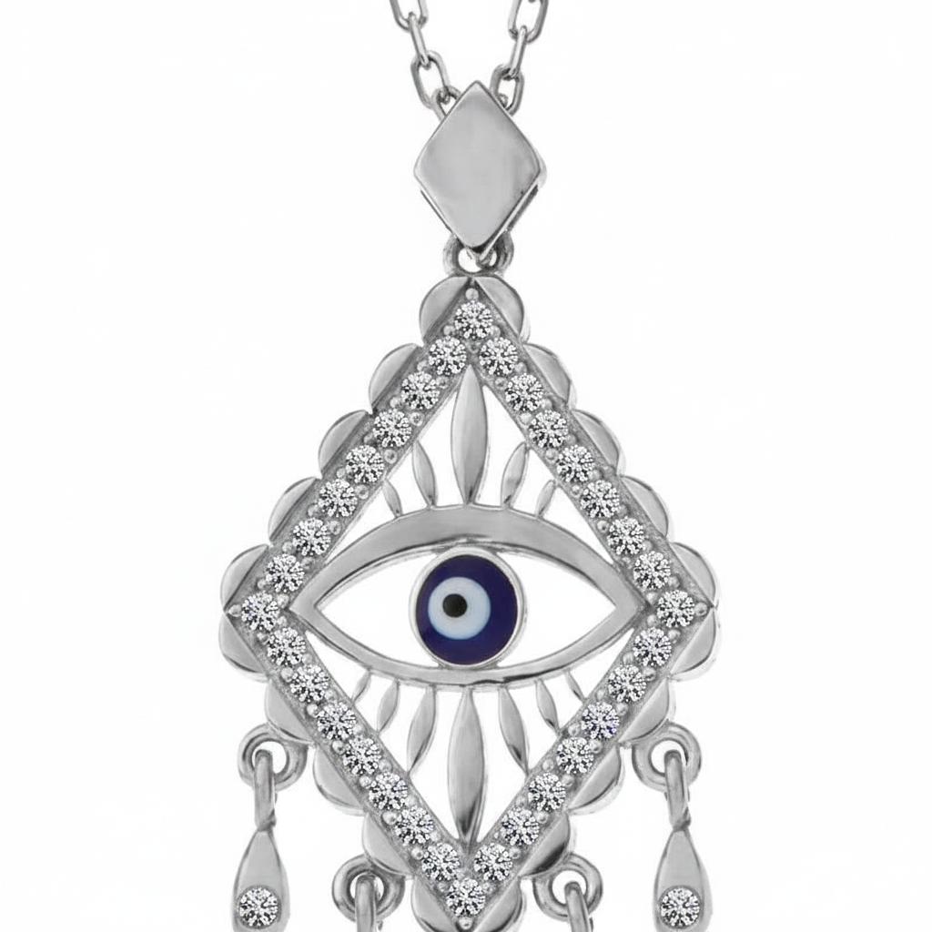 Silver Evil Eye Women's Necklace - Macro