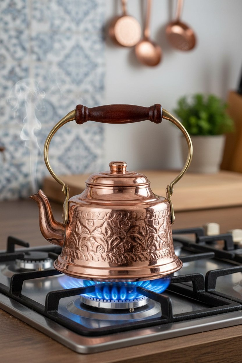Copper Hand-Engraved Teapot - Stove Top AI