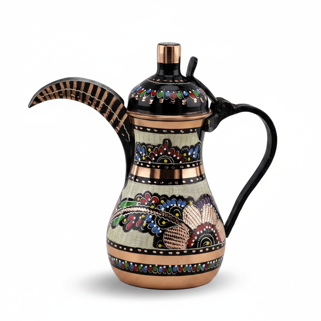 Royal black copper mirra dallah 900ml white background