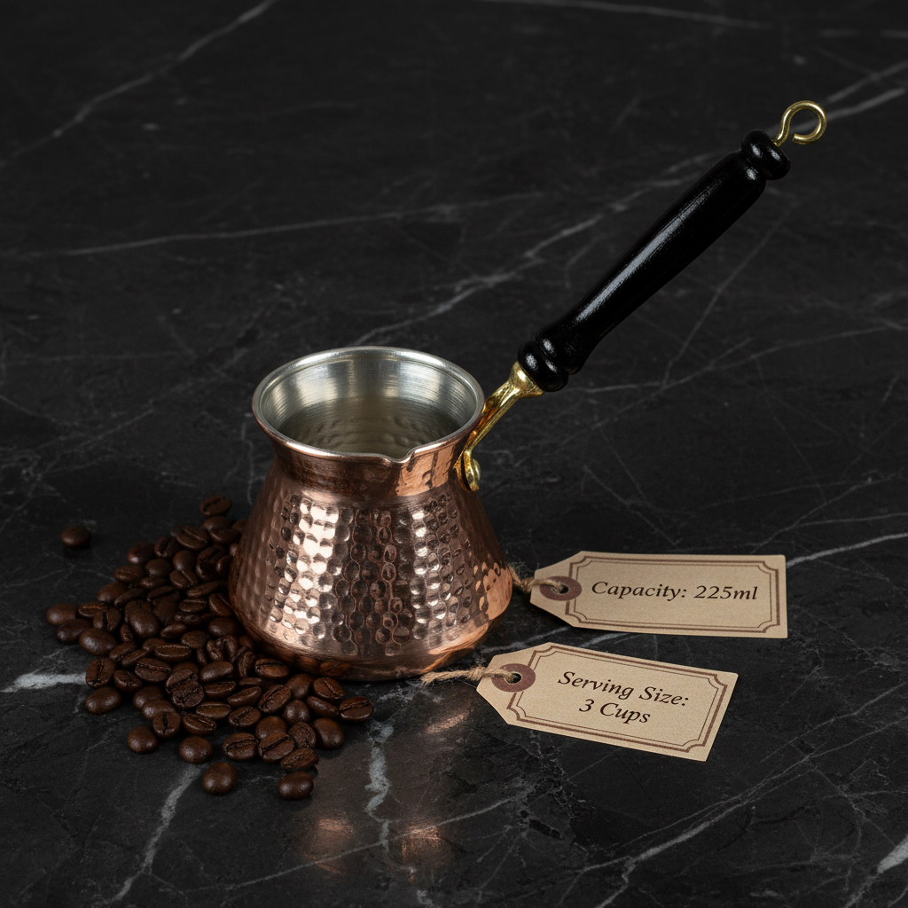 Antep topak 225ml copper cezve flat lay