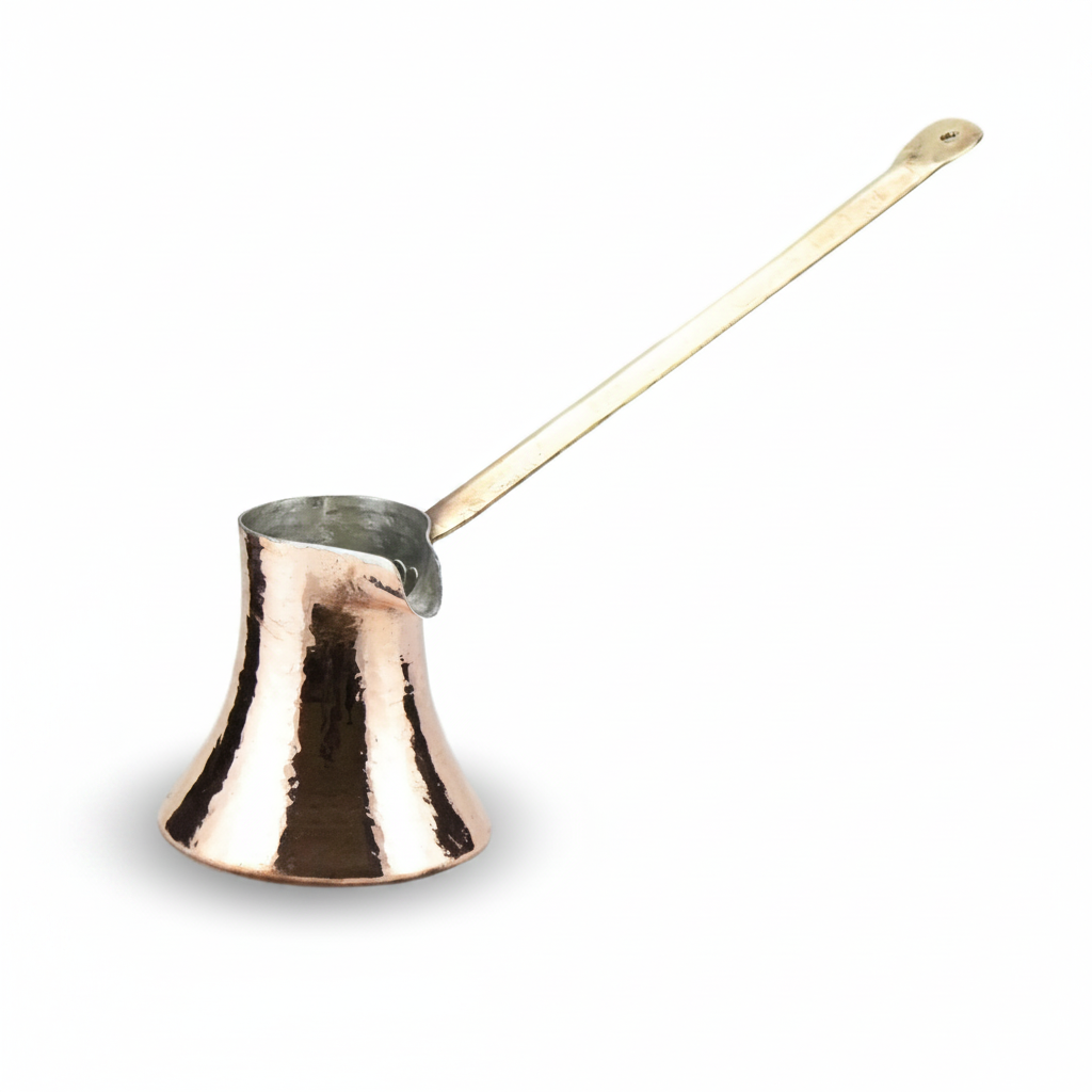 Trabzon copper cezve 4-cup white background