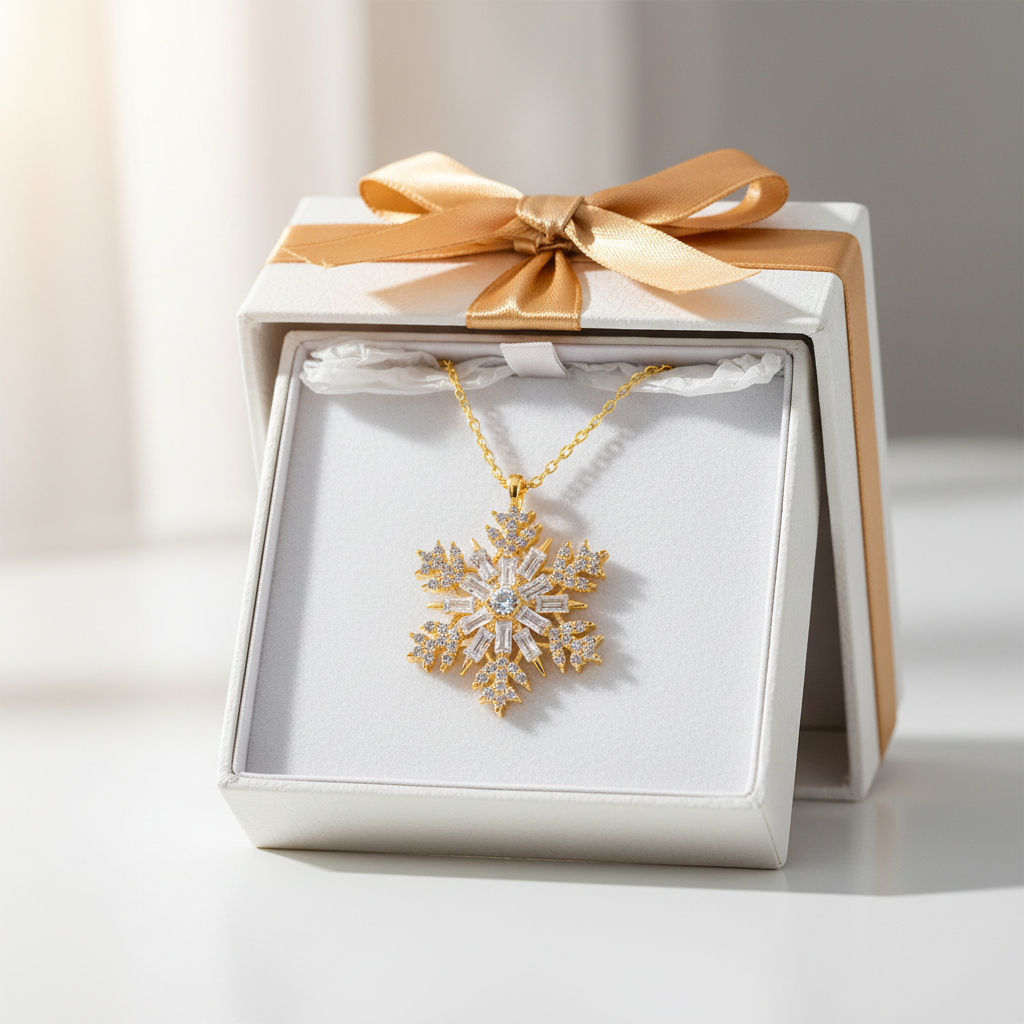 Gold Snowflake Necklace - Gift
