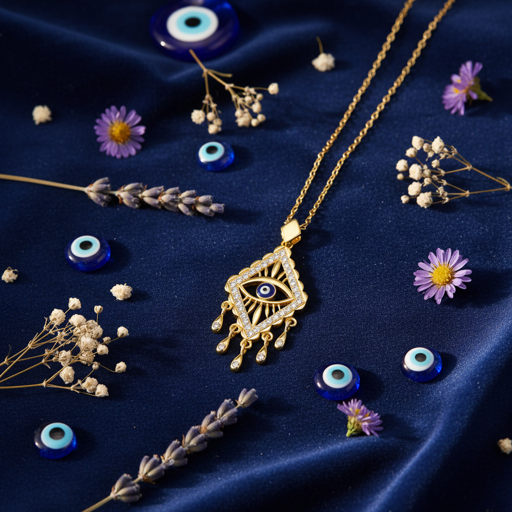 Silver Gold Evil Eye Women's Necklace - Lifestyle