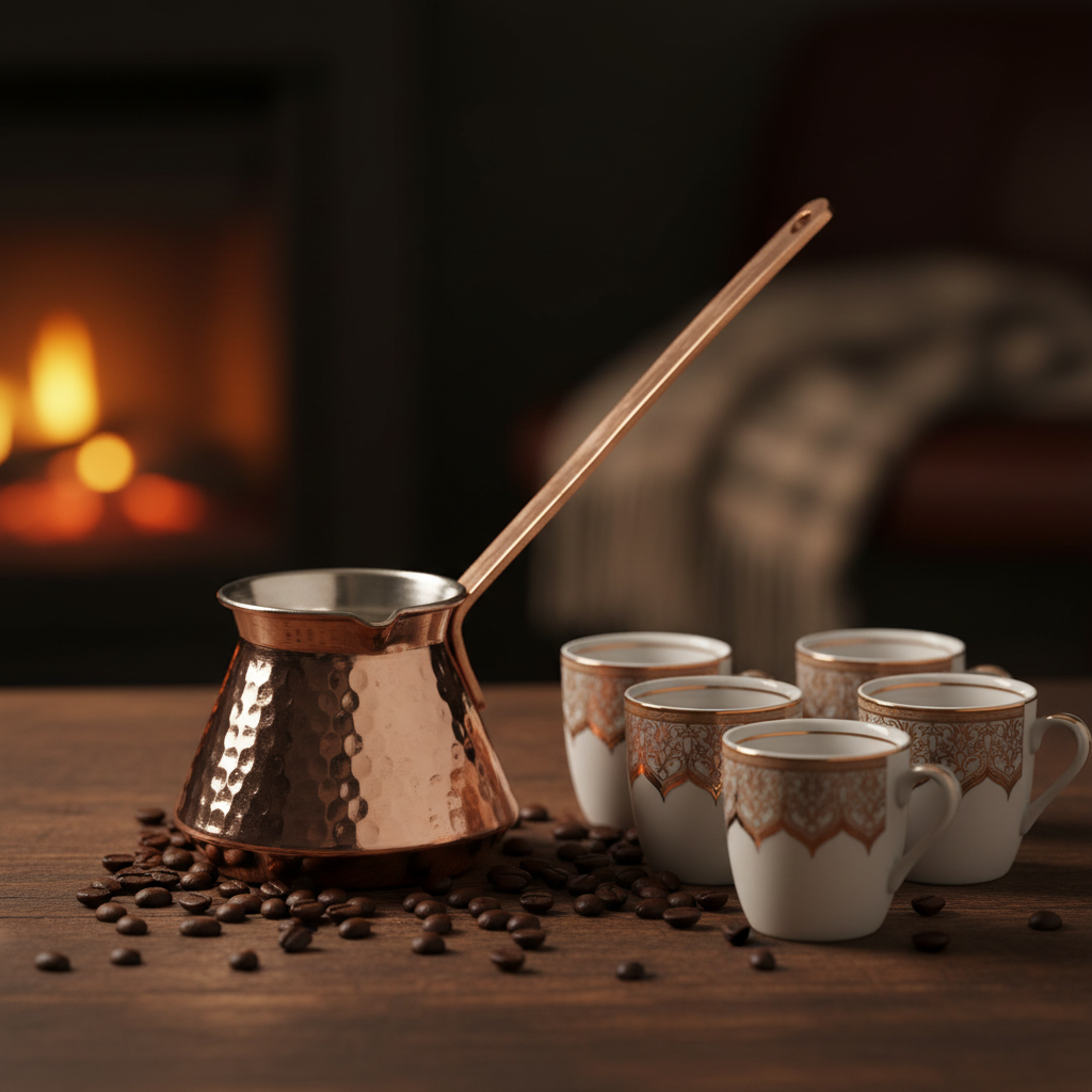 Antep copper topak cezve 5-cup lifestyle